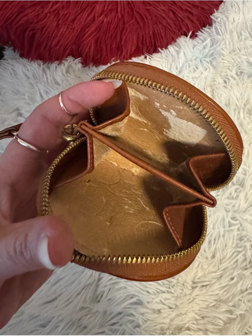 Dooney & Bourke Embossed Leather Coin Wristlet - Cognac Brown - Picture 3 of 3